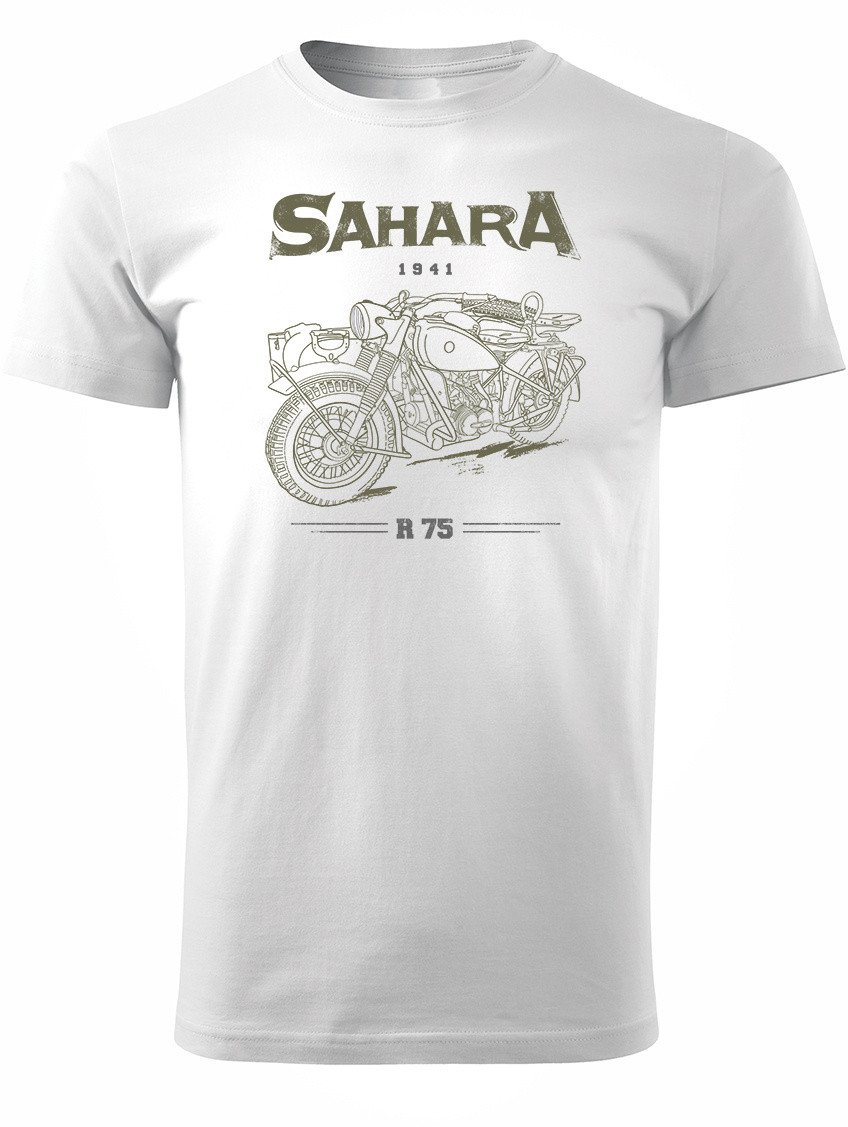 Koszulka motocyklowa z motocyklem BMW Sahara Legend męska biała M
