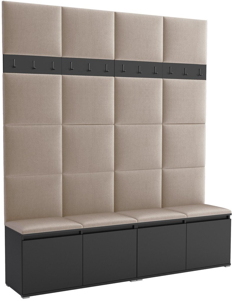 Tapicerowana garderoba Noris II - kolor czarny + tkanina Trinity 04