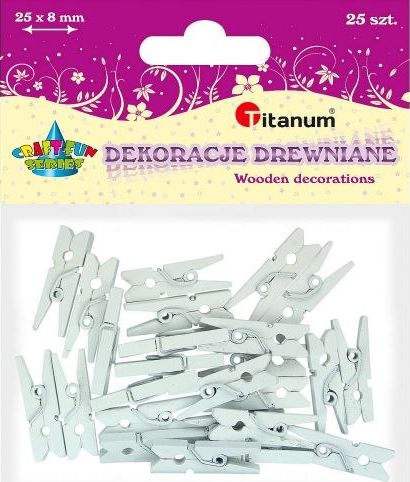 Titanum Klamerki drewniane białe 25szt