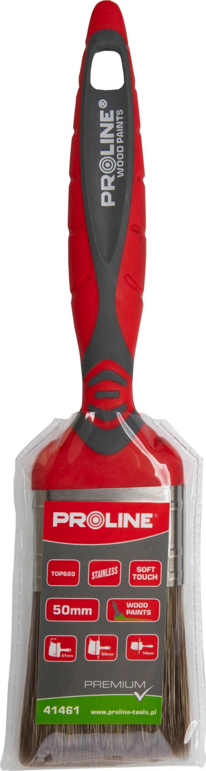 Pro-Line Pędzel płaski premium 20mm,rączka 2k-tpr,ss,do drew.,proline