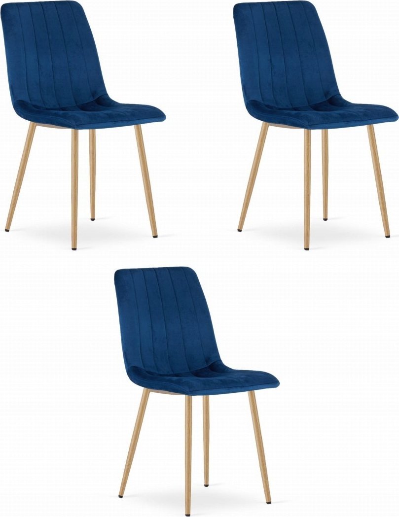 Leobert Krzesło LAVA - granat aksamit / nogi kolor drewna x 3