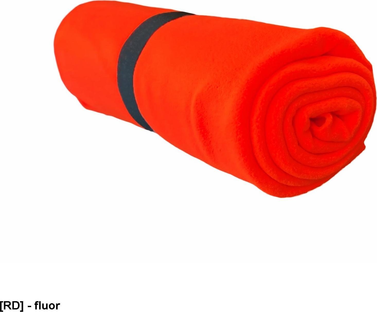 JHK KOC360 - koc wykonany z grubego polaru, gładkie nie obszywane brzegi koca, elastyczna guma zabezpieczająca przed rozwinięciem, - fluor - 150 x 130