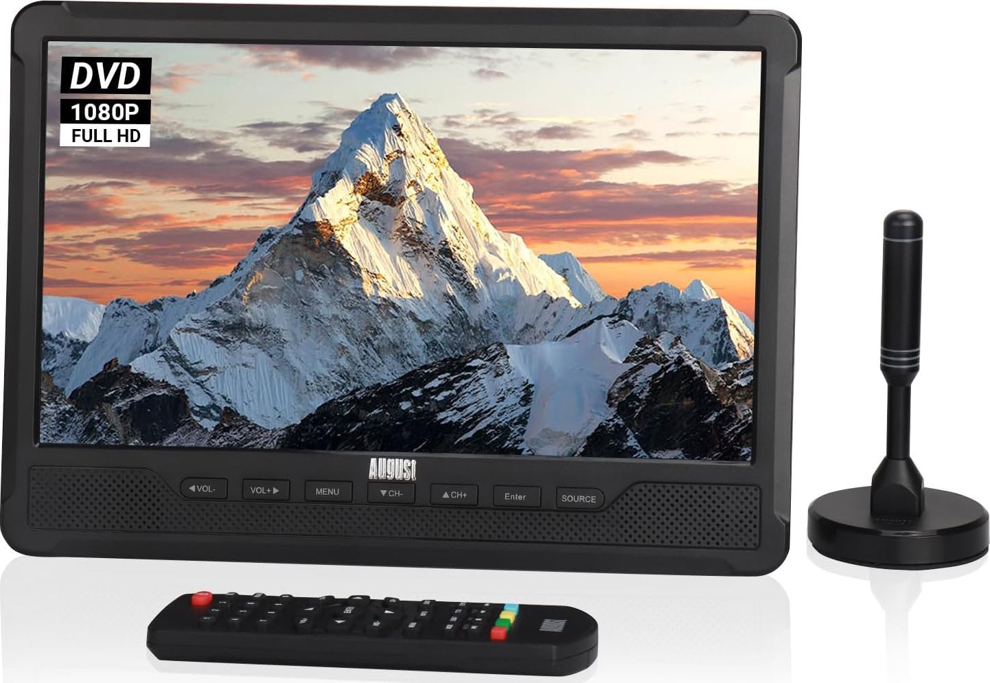 August Przenośny telewizor HD 10"odtwarzacz DVD DA383-DVB-T2 Mini LCD TV