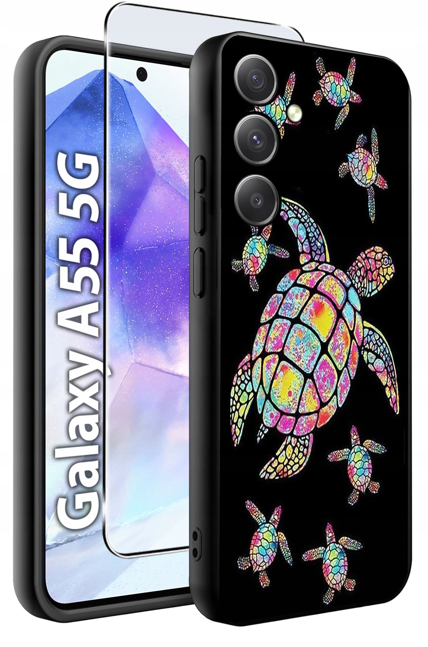 ETUI do Samsung A55 5G WZORY | SILIKONOWE MATT CASE + SZKŁO HARTOWANE 9H