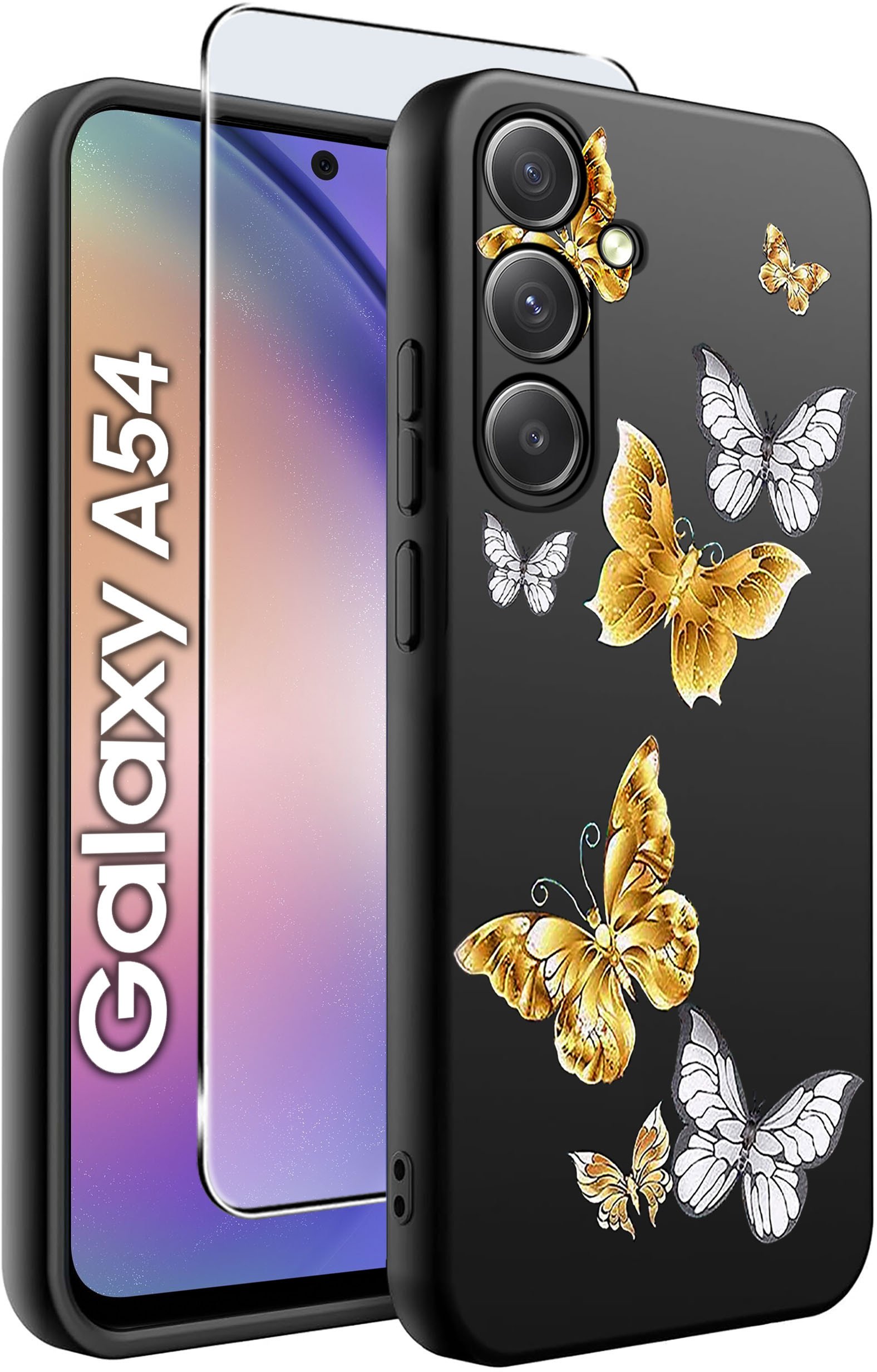 ETUI do Samsung A54 5G WZORY | SILIKONOWE MATT CASE + SZKŁO 9H