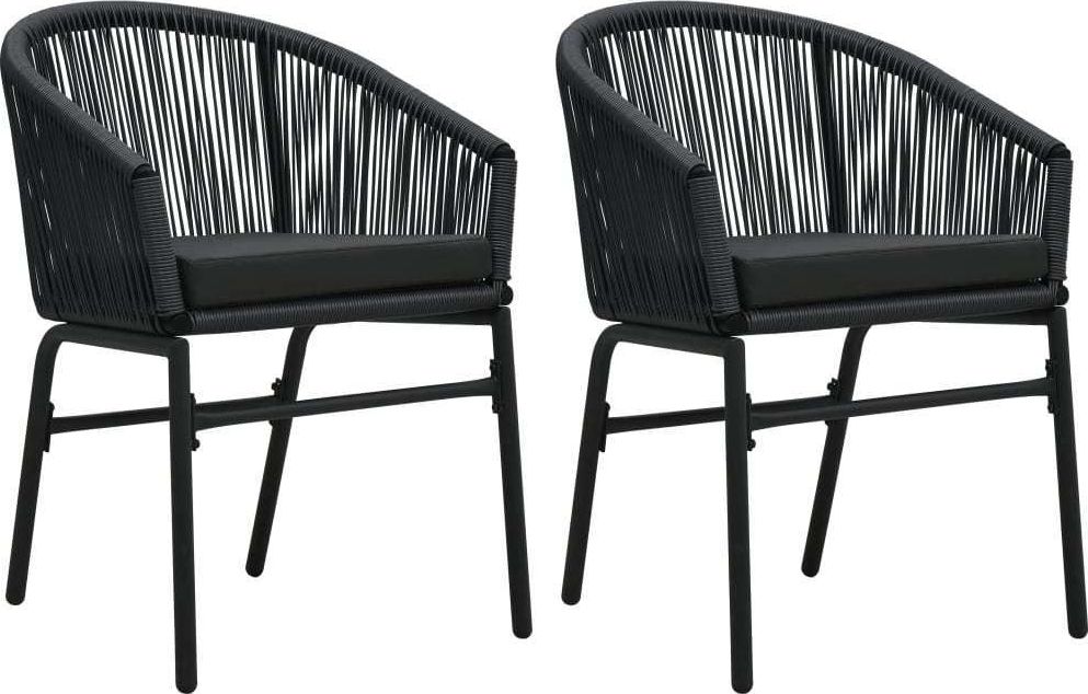 vidaXL Krzesła ogrodowe, 2 sztuki, czarne, rattan PVC (48135)