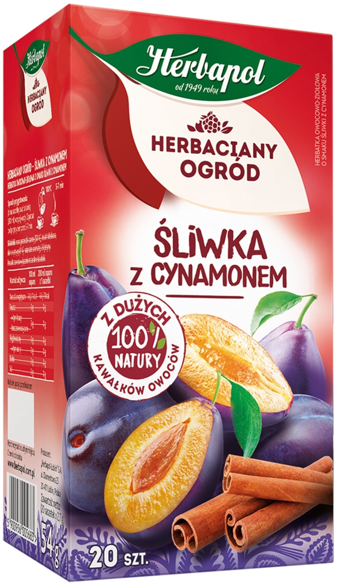 Herbapol Herbata owocowa Herbaciany Ogród - Śliwka z cynamonem 20 torebek