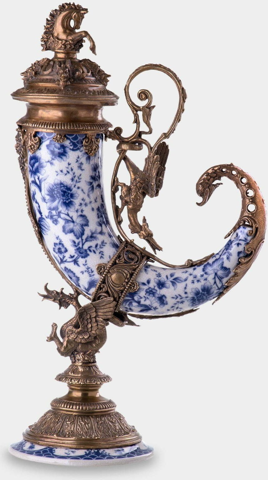 rzezbyzbrazu Porcelanowy Róg Obfitości Cornucopia Niebieska