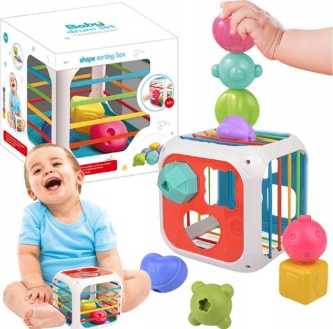 Sorter Kostka Zabawka Sensoryczna Klocki Dla Dzieci Układanka