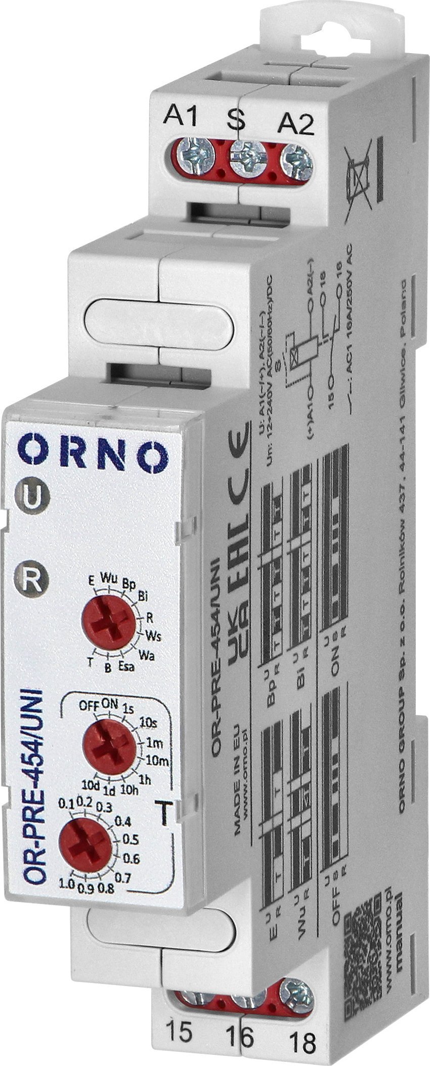 Orno Przekaźnik czasowy 10 funkcji, uniwersalne zasilanie