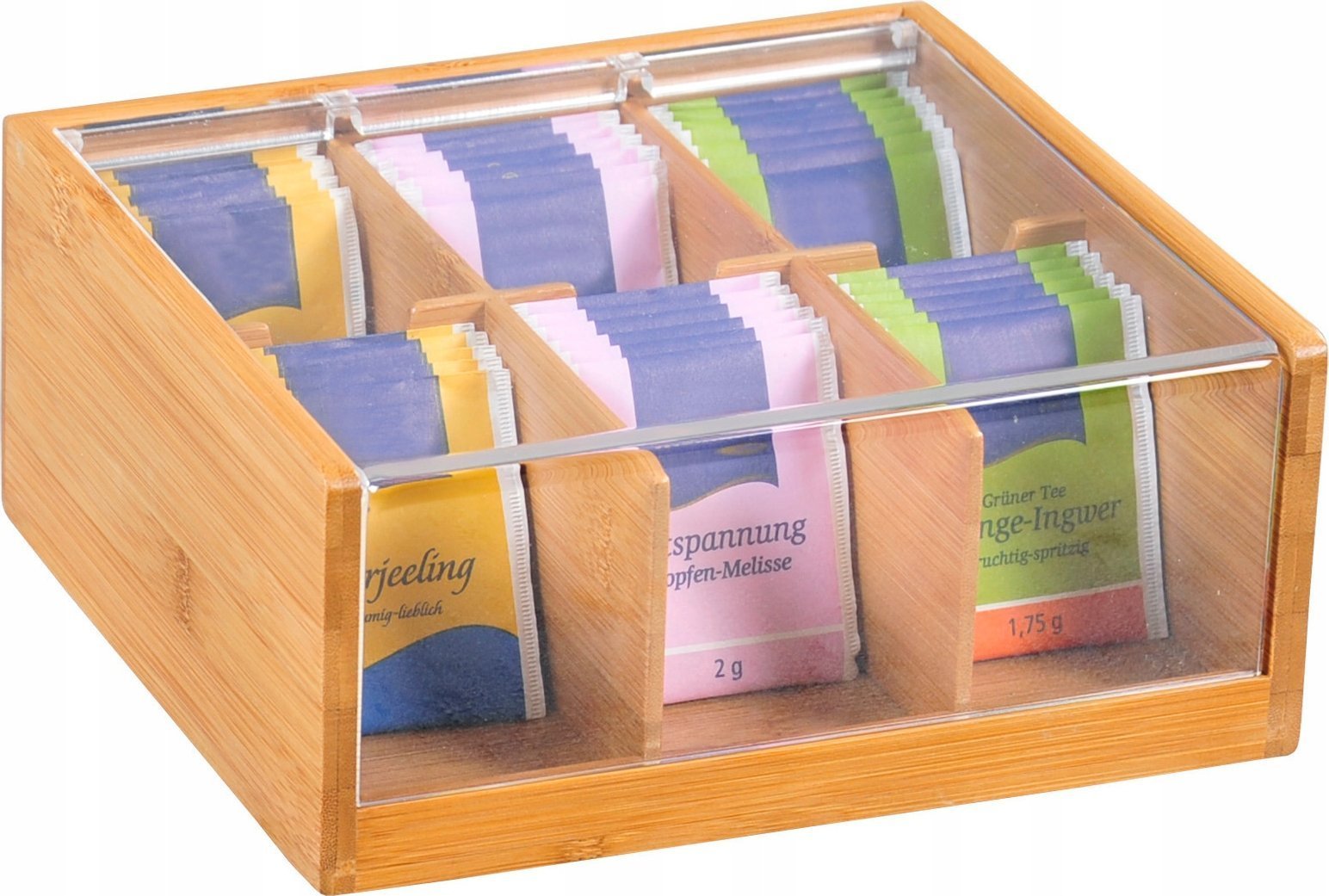 Kesper Skrzynka na herbatę z bambusa, pojemnik do kuchni, pojemnik z pokrywką, pudełko na herbatę, pojemnik na żywność, akcesoria kuchenne, Kesper