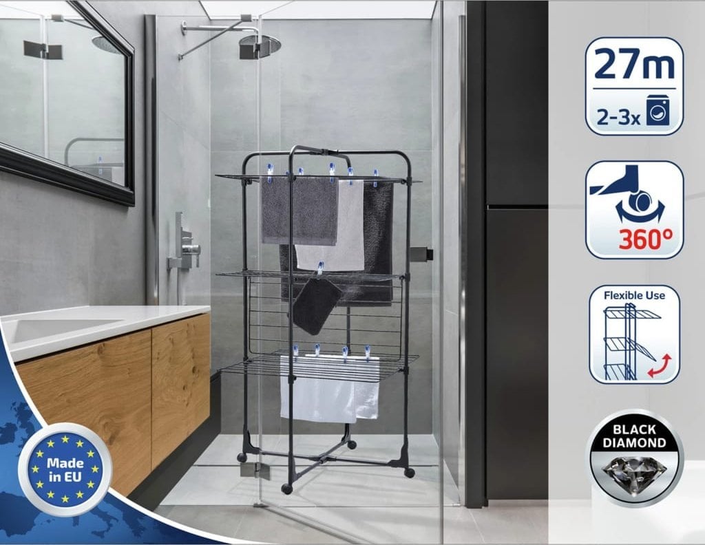 Leifheit Leifheit Suszarka wieżowa na pranie Classic Tower 270, czarna