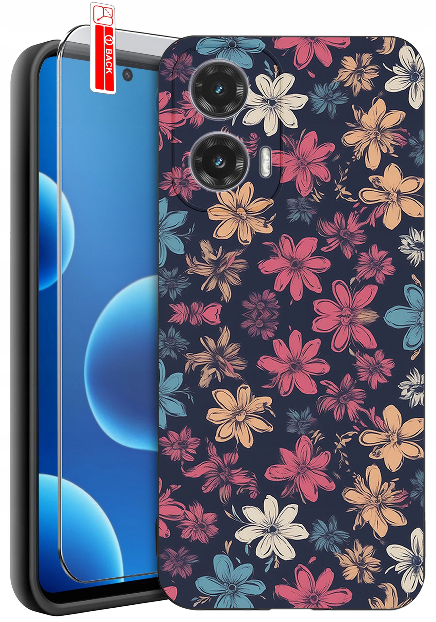 ETUI do Motorola Moto G45 5G | WZORY | SILIKONOWE MATT CASE + SZKŁO 9H