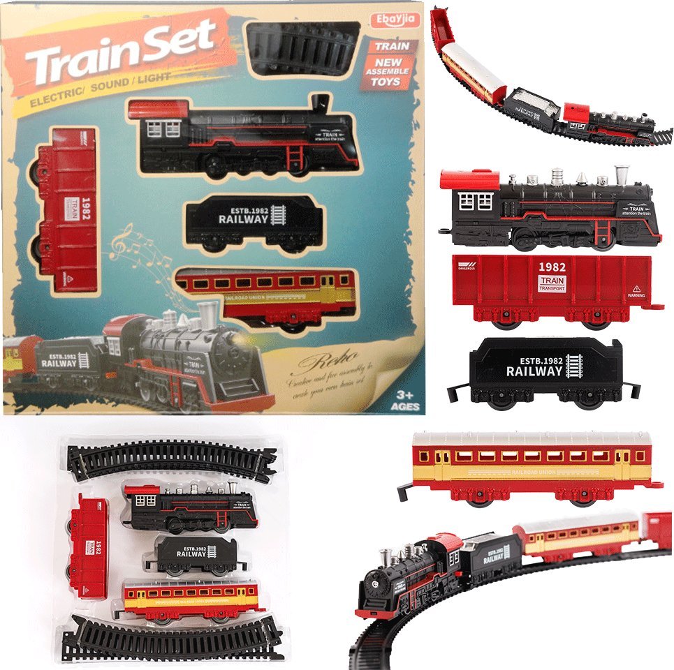 Swede Kolejka Pociąg Zabawka z Torami Dźwiękami i Światłem na Prezent dla Dziecka