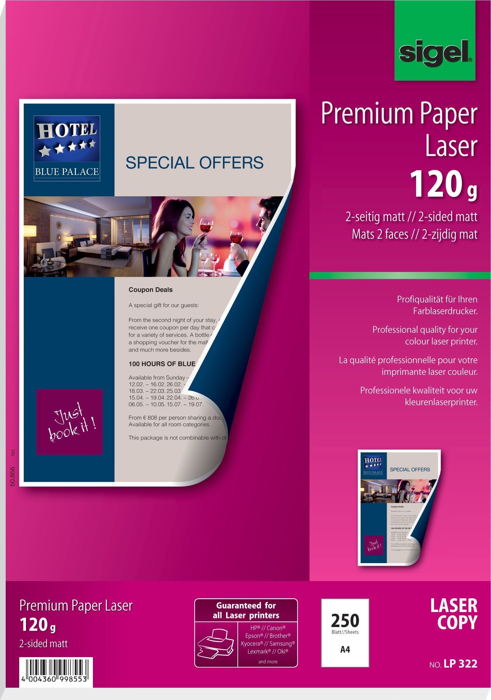 Sigel Sigel LP322, Universal, A4 (210x297 mm), Matte, 250 sheets, 120 g/m², White