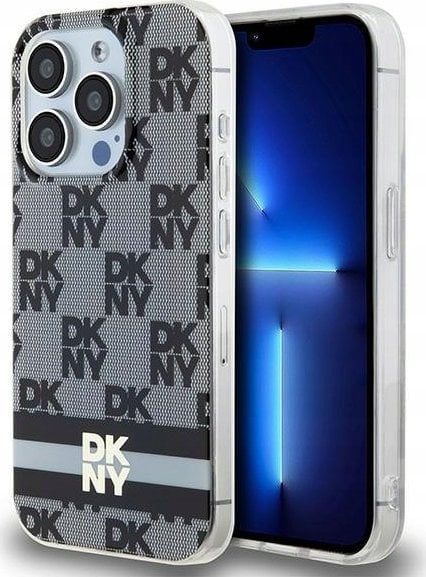 DKNY DKHMP15XHCPTSK iPhone 15 Pro Max 6.7" czarny/black hardcase IML Checkered Mono Pattern & Printed Stripes MagSafe
