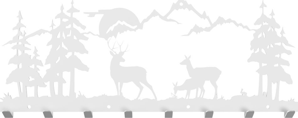 MT3CH Duży metalowy wieszak ścienny wiszący do przedpokoju na kurtki ubrania klucze loft JELEŃ LAS GÓRY SARNY HUBERTUS biały