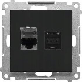 Kontakt-Simon Gniazdo komputerowe RJ45 Kontakt-Simon 55 T62.01/149 podwójne kategoria 6, z przesłoną przeciwkurzową moduł czarny mat