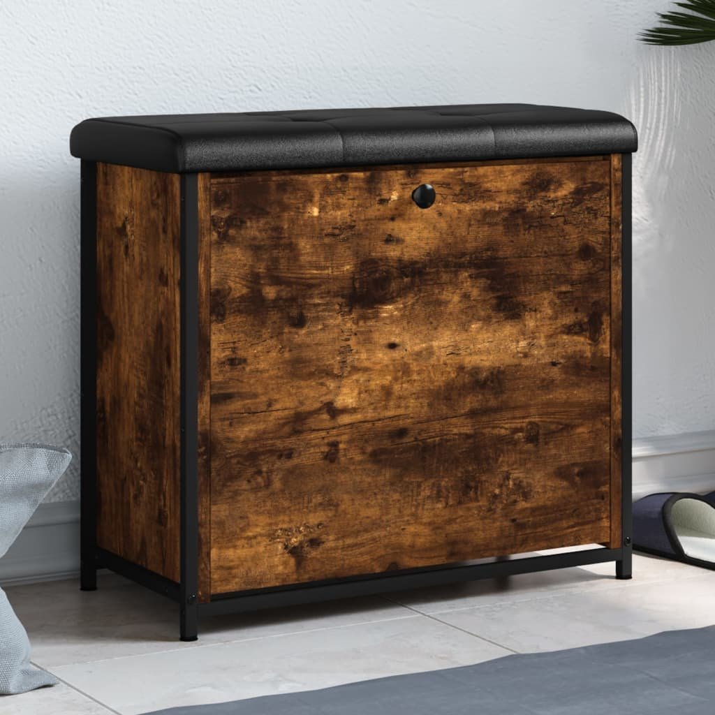 vidaXL Ławka na buty z uchylaną szufladą, przydymiony dąb, 62x32x56 cm