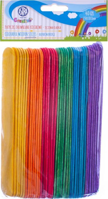 Astra Patyczki Drewniane Kolorowe 40 Sztuk - Magiczne Układanki