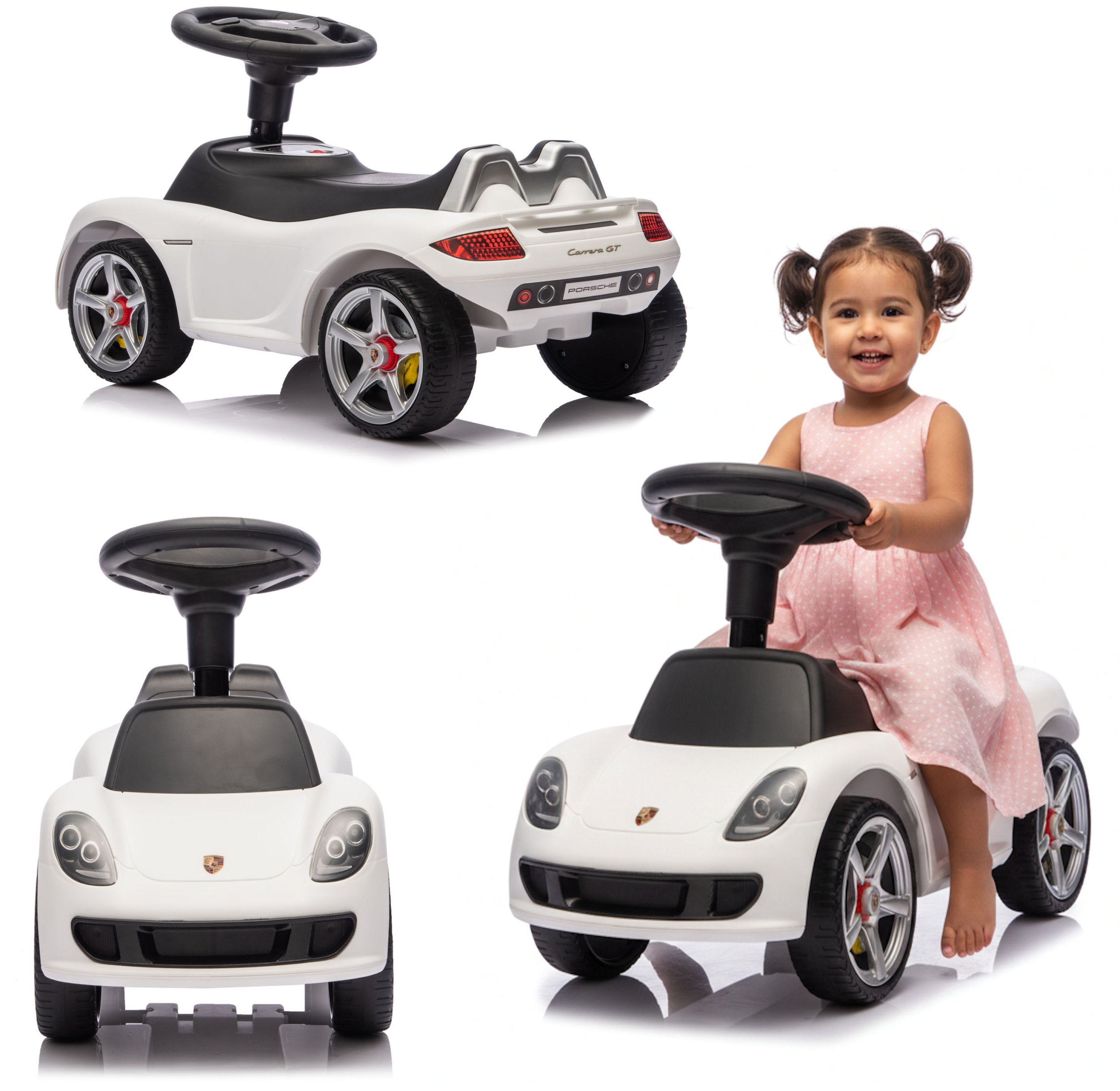 Coil jeźdźik pchacz biały porsche dla dzieci auto do odpychania
