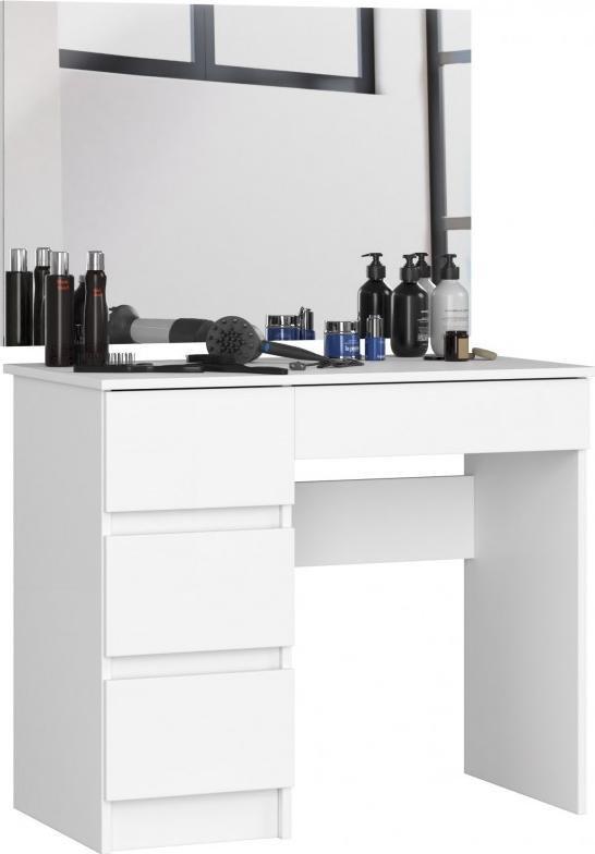 Fabryka Mebli Akord TOALETKA KOSMETYCZNA Z LUSTREM T-6/SL 900x600 LEWA BIAŁA