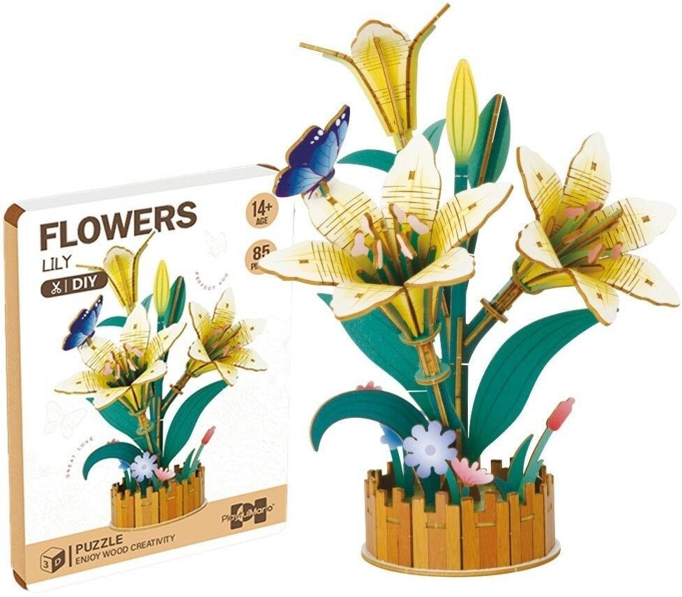 Askato drewniane kwiatki 3D lilie