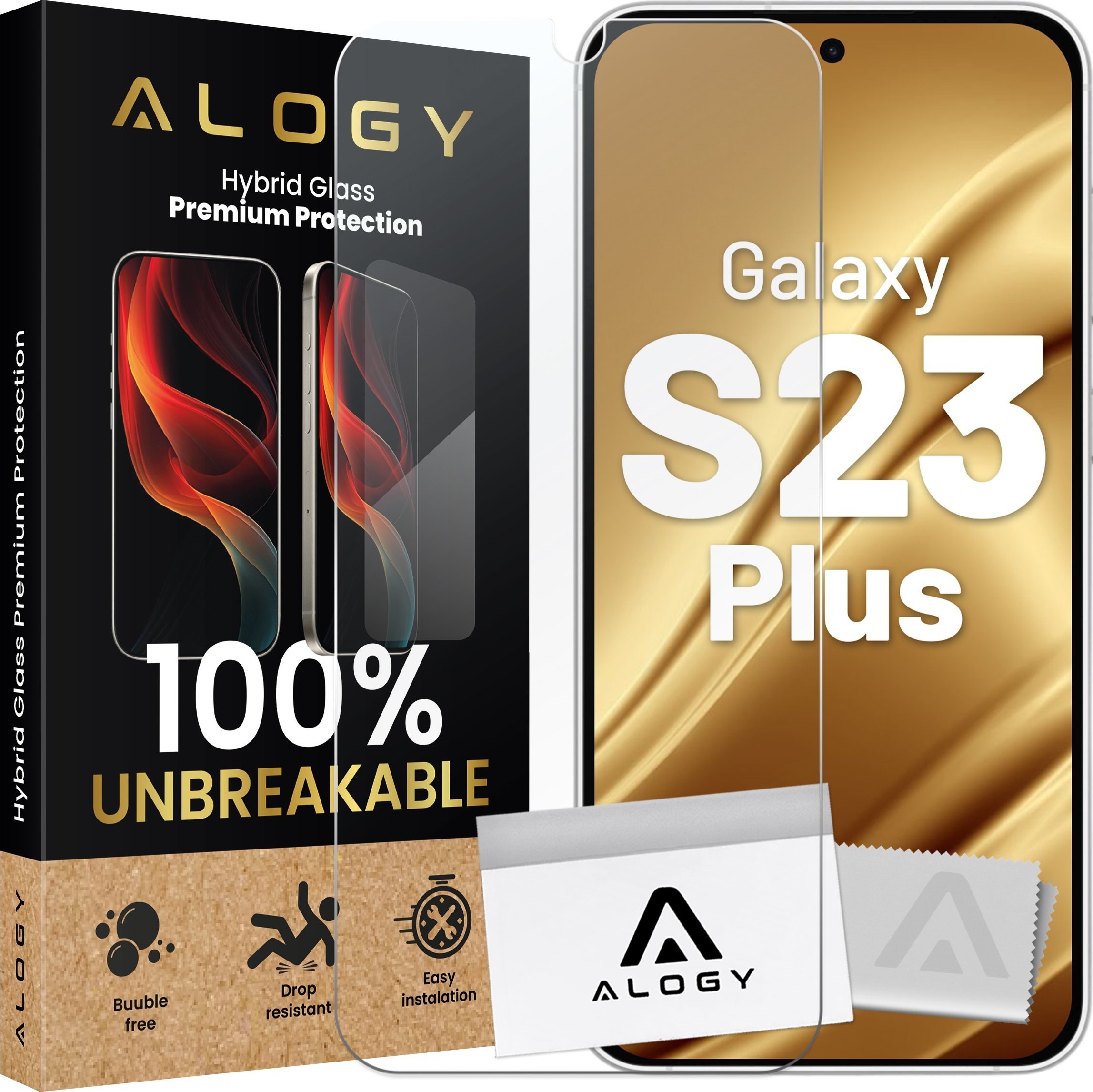 Alogy Szkło hybrydowe do Samsung Galaxy S23 Plus na ekran Alogy Flexi Glass 9H Case Friendly płaskie na ekran