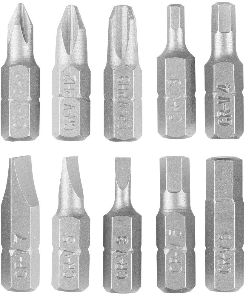 Zestaw bitów SL3/5/7, PH1/2/3, H3/4/5/6 x 25 mm, 10 szt.