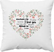 Koszulkowy Kocham Cię v2 - poduszka z nadrukiem