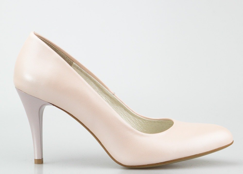 Butdam Szpilki skórzane klasyczne różowe perłowe Butdam-36