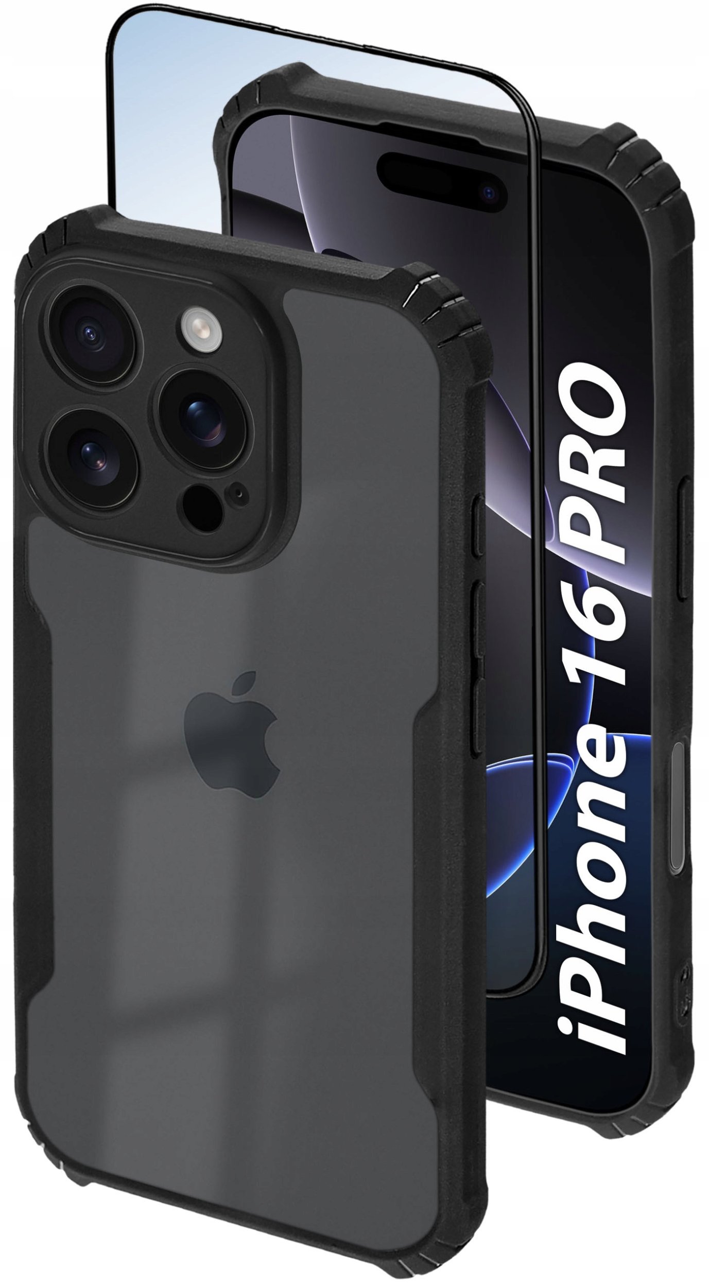 Etui do iPhone 16 Pro ANTI-SHOCK MATT CLEAR WZMACNIANE + Szkło 5D PREMIUM