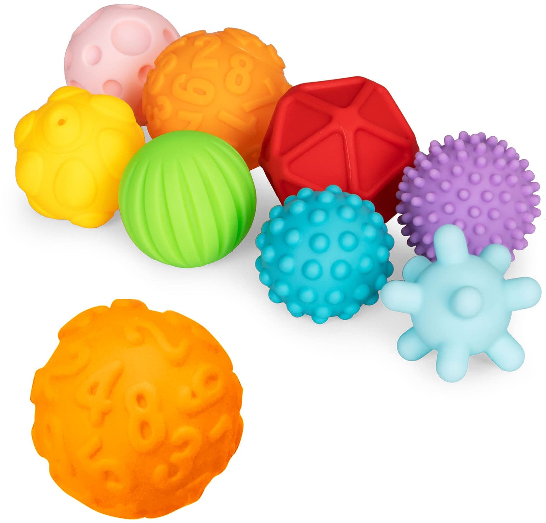 Piłki sensoryczne piłeczki gumowe edukacyjne zestaw 8 sztuk