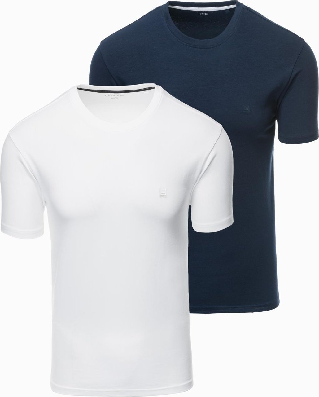 Zestaw męskich t-shirtów z okrągłym dekoltem biały/granat V1 Z101 L