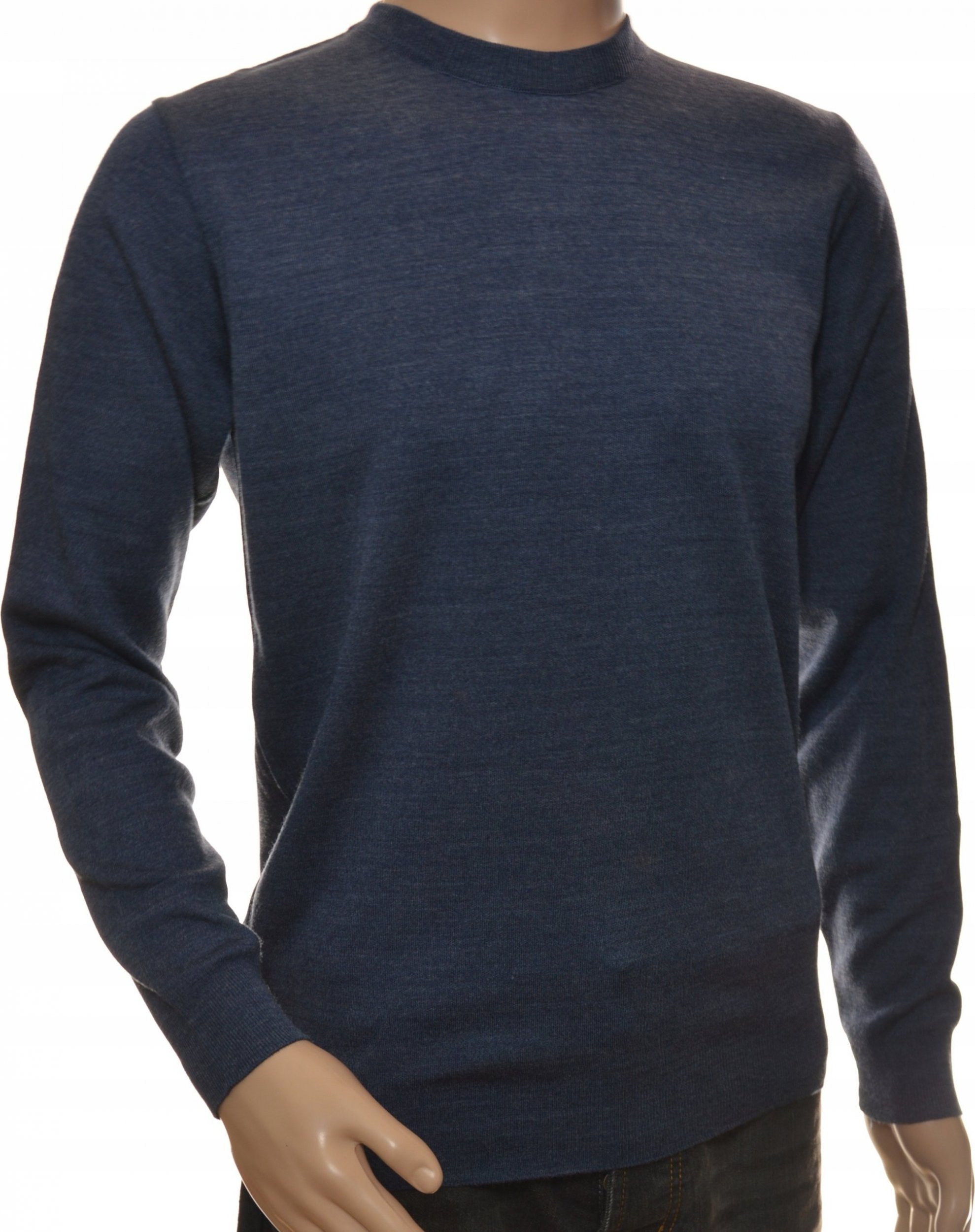 Selantino Sweter męski granatowy gładki wełniany XXL 2XL