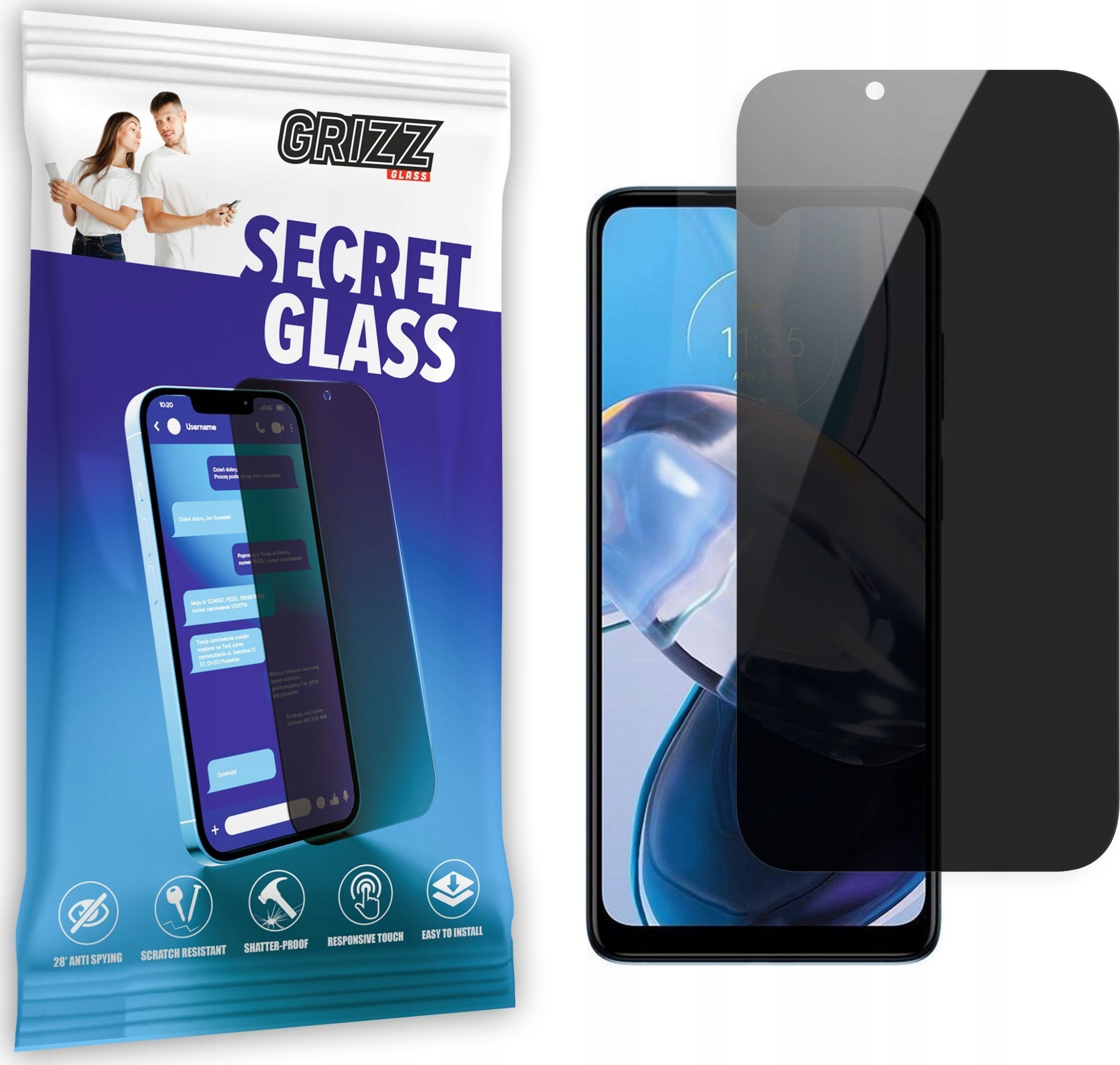GrizzGlass Szkło prywatyzujące GrizzGlass SecretGlass Motorola Moto E22