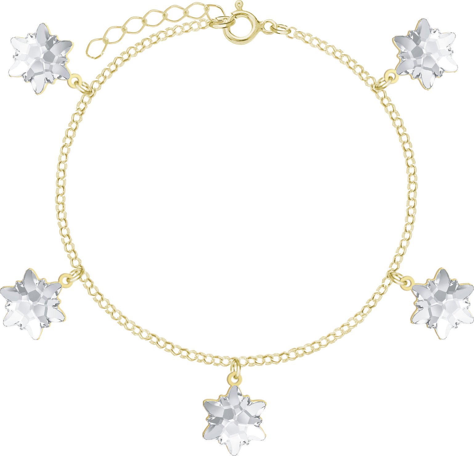 MEJK Jewellery Bransoletka Pozłacana z Płatkami Śniegu Boże Narodzenie