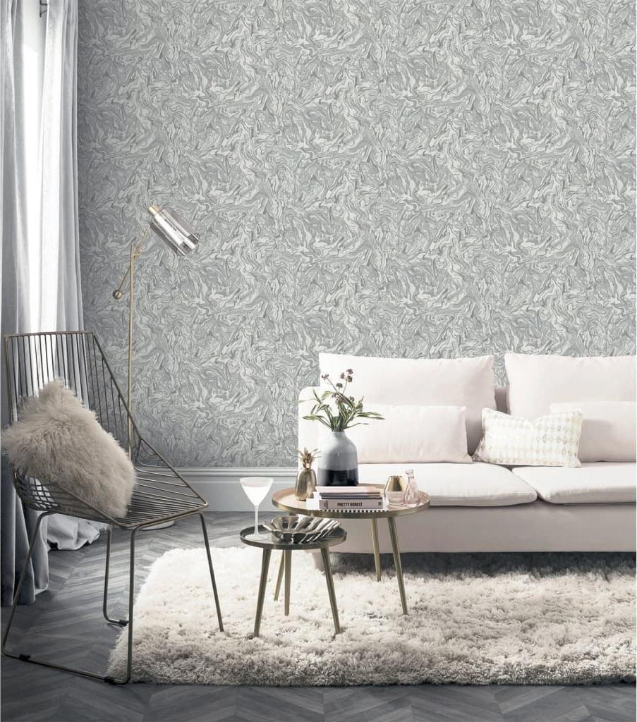 Dutch Wallcoverings DUTCH WALLCOVERINGS Tapeta Liquid Marble, szara