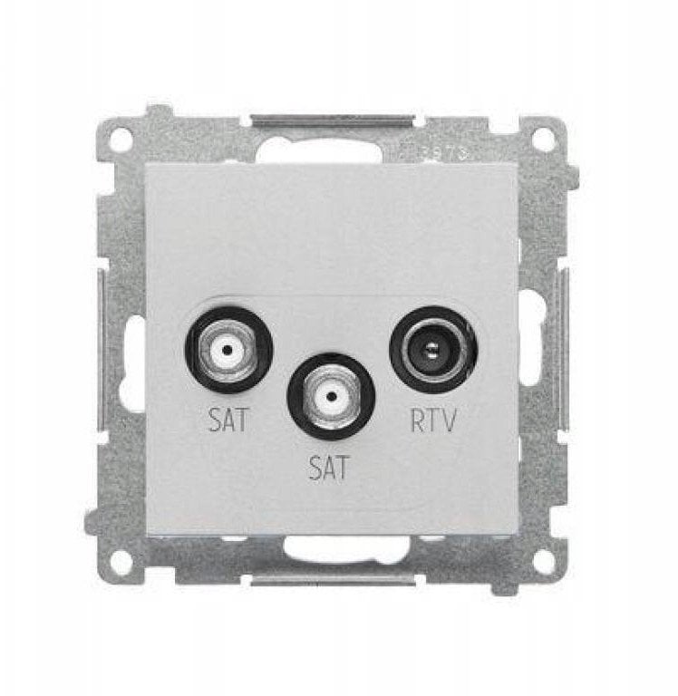 Simon 55 Gniazdo antenowe satelitarne podwójne SAT-SAT-RTV (moduł). 2x Wejście: 5 MHz2,4 GHz Aluminium mat TASK2.01/143