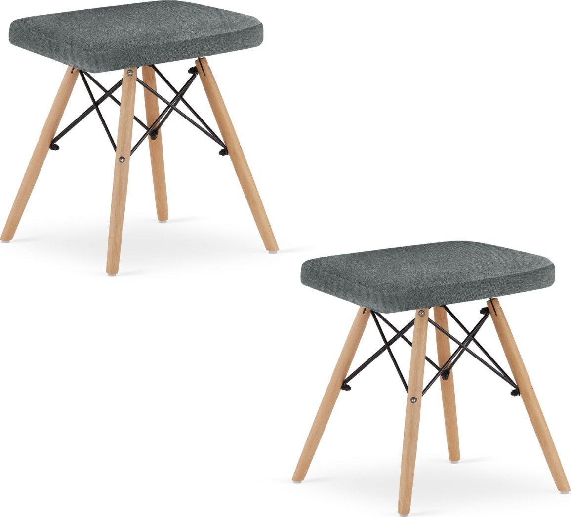 Leobert Taboret WERK - szary materiał / nogi naturalne x 2