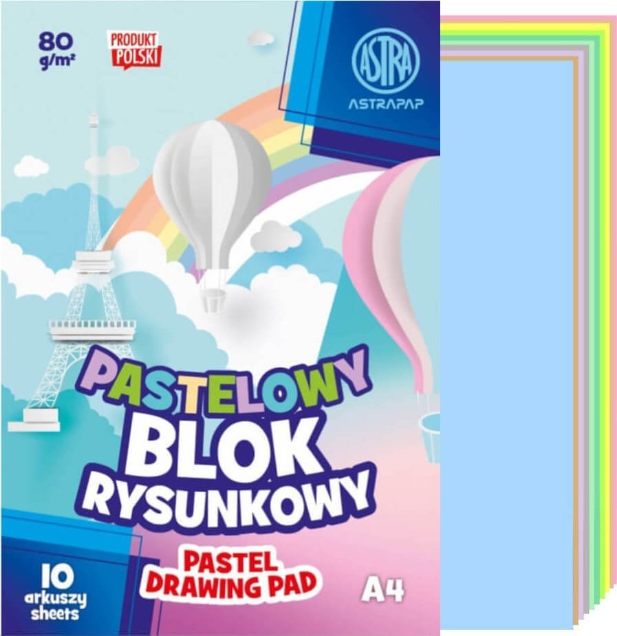 Astra Blok rysunkowy A4 pastelowy 10 kartek 80g/m2 ASTRA