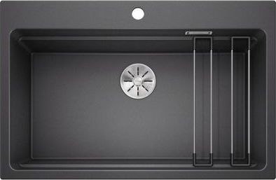 Zlewozmywak Blanco Etagon 8 Silgranit antracyt z korkiem InFino, szyny (525187)