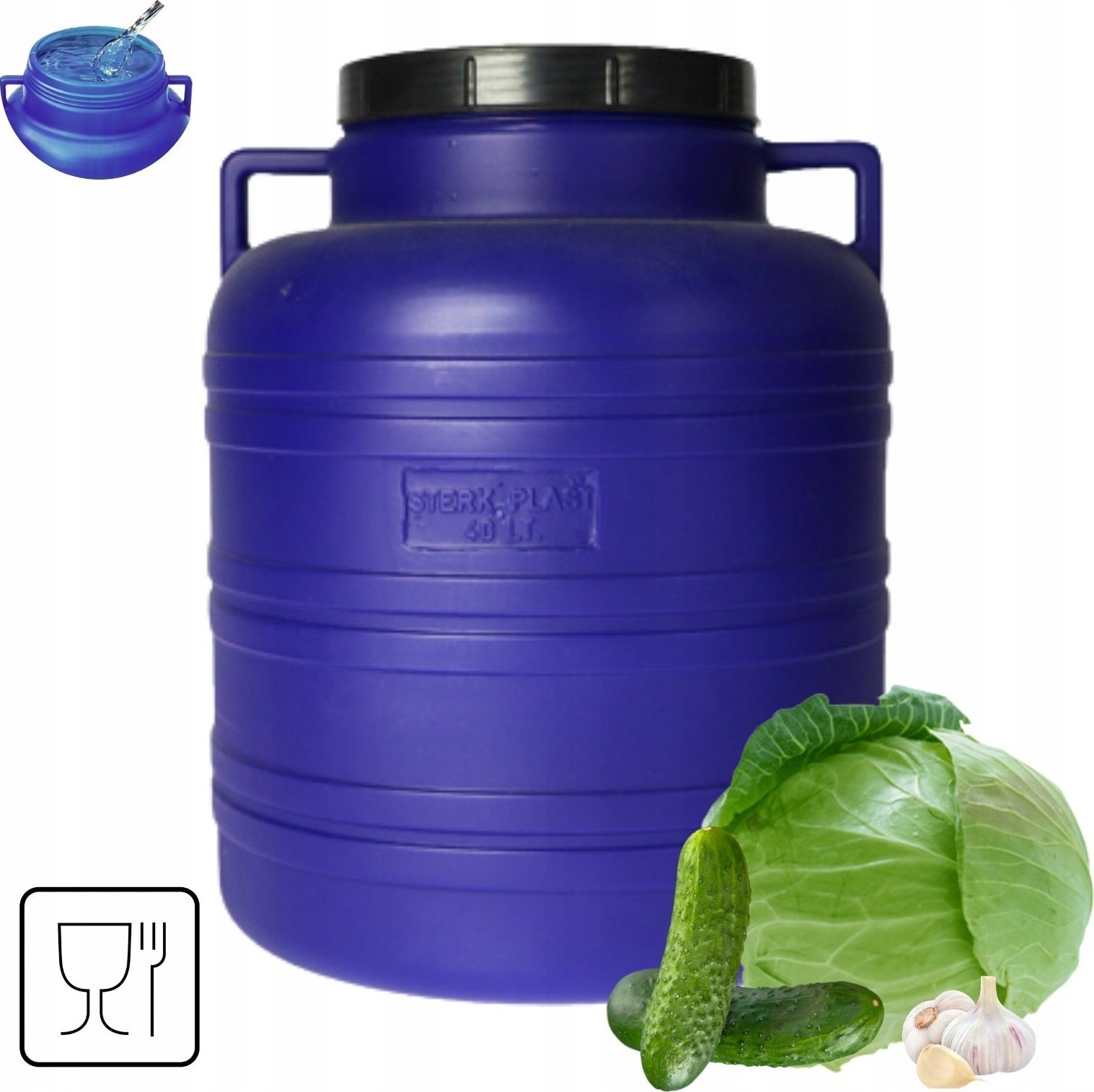 Prymus BECZKA PLASTIKOWA 40 L DO KISZENIA KAPUSTY NA WODĘ DESZCZÓWKĘ OGÓRKI MAŁA
