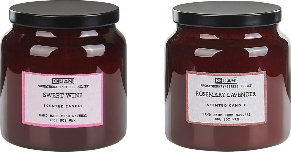 Beliani 2 świece zapachowe sojowe słodkie wino/ lawenda z rozmarynem ABSOLUTE ALCHEMY