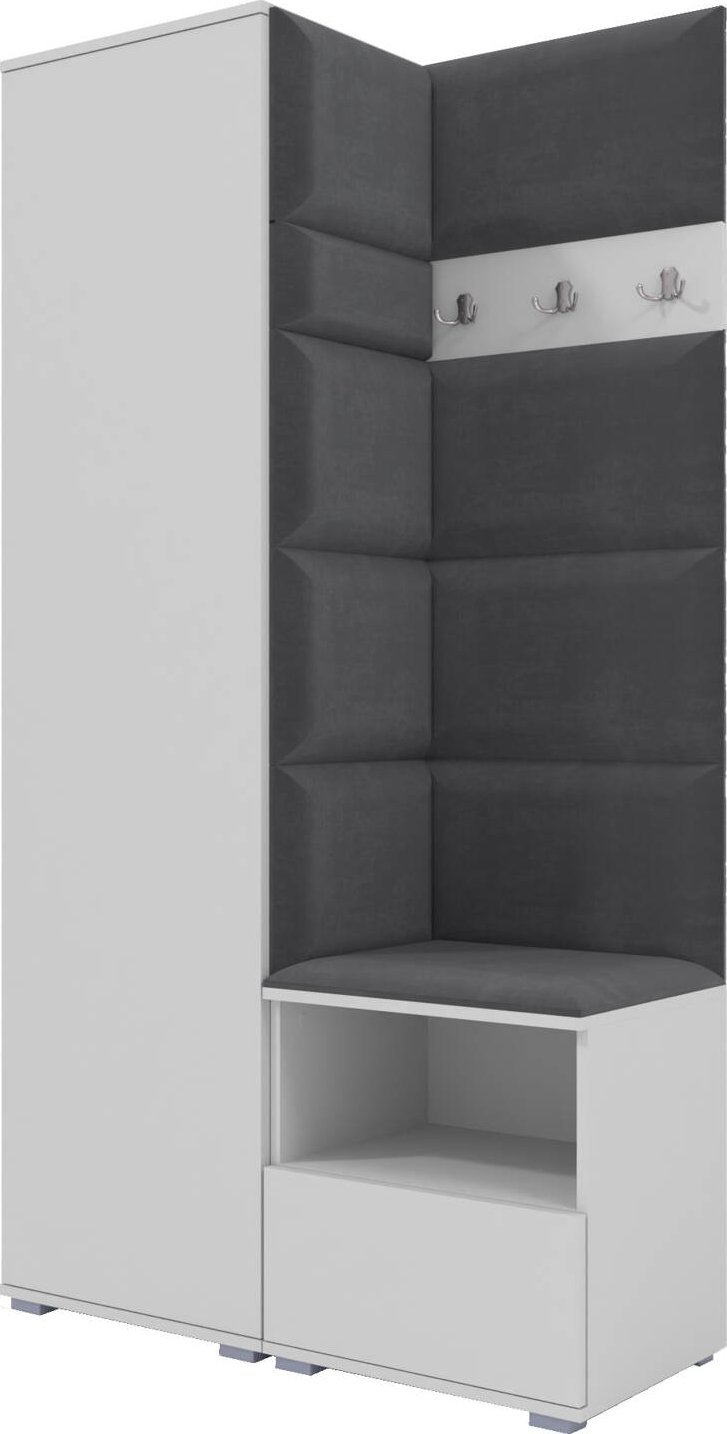 Ravio Tapicerowana garderoba Nela I w kolorze białym i tkaninie Trinity 15