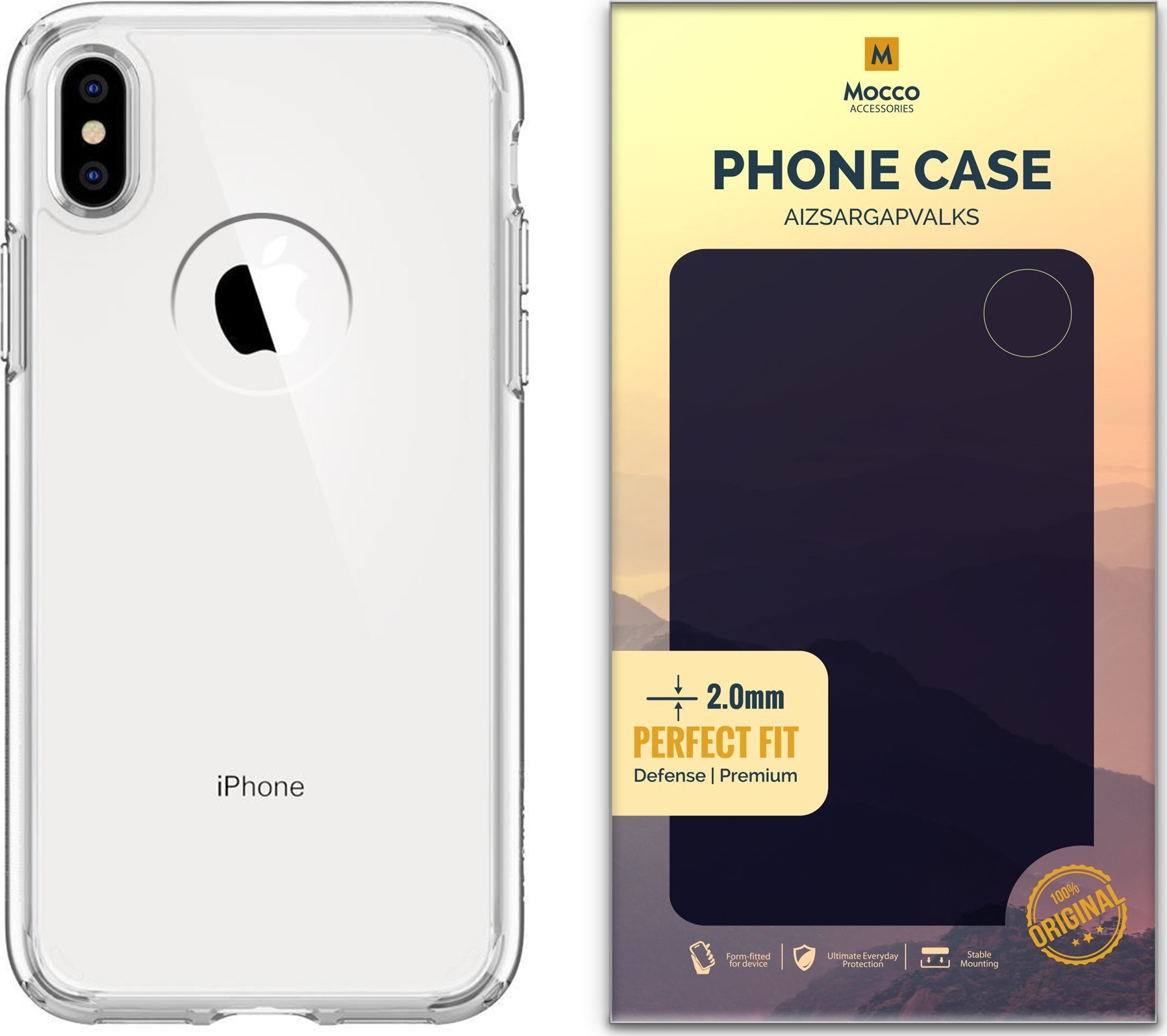 Mocco Original Clear Case 2mm Silicone Case for Apple iPhone XS Max Transparent