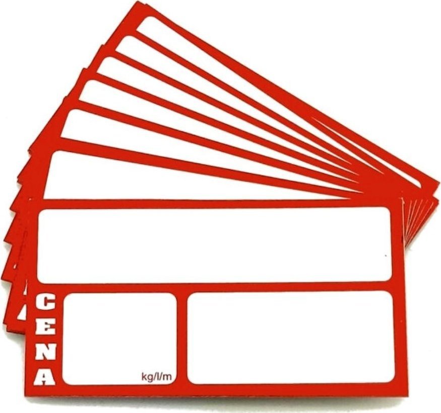 StudioCen Cenówki do listew karton 38x70mm 3 okienka czerwone 100szt.