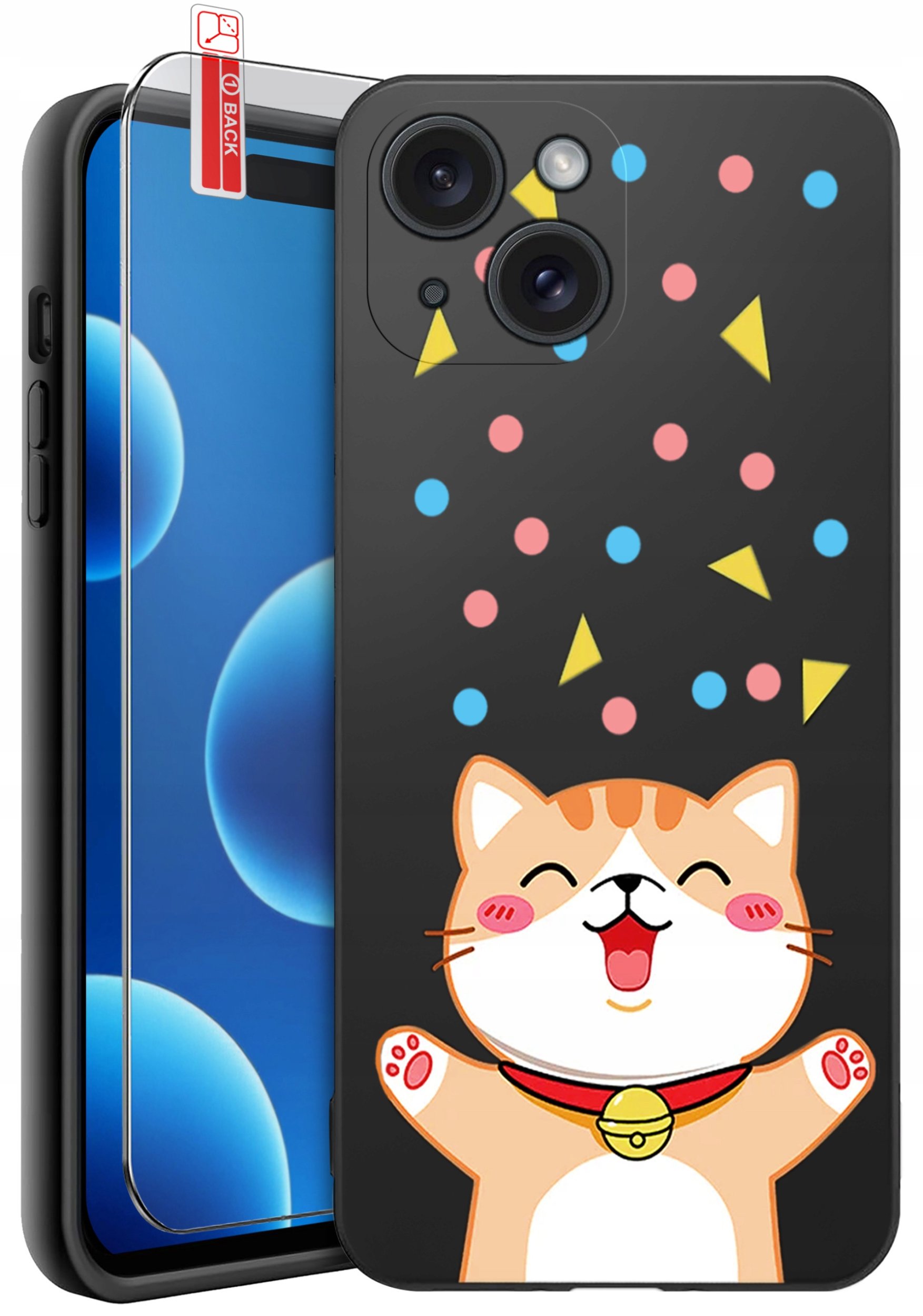 ETUI do iPhone 15 | WZORY | SILIKONOWE MATT CASE + SZKŁO 9H