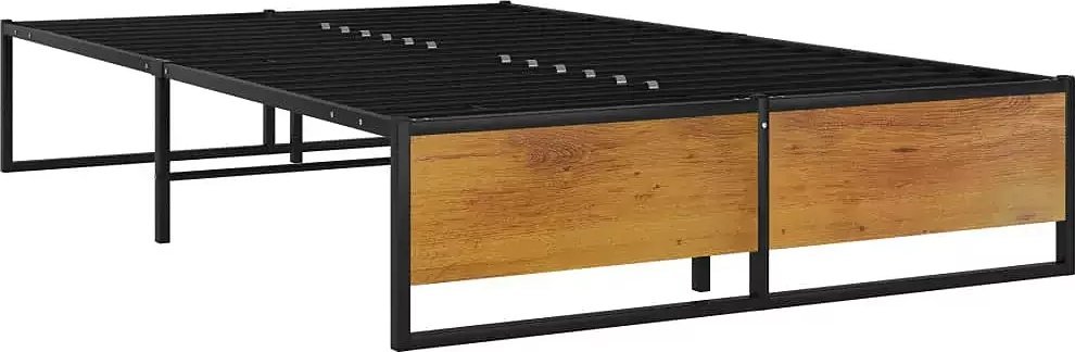 Elior Czarne metalowe łóżko małżeńskie 140x200 cm - Fervix