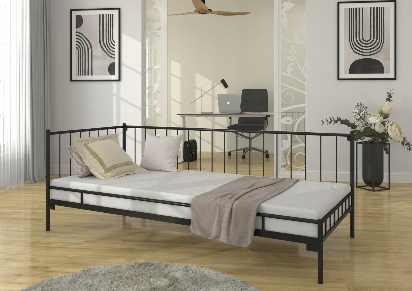 Lak System Łóżko metalowe, leżanka, szezlong 120x200 wzór 28P, polski producent Lak System